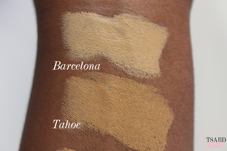 nars velvet matte foundation stick barcelona tahoe swatches on dark skin